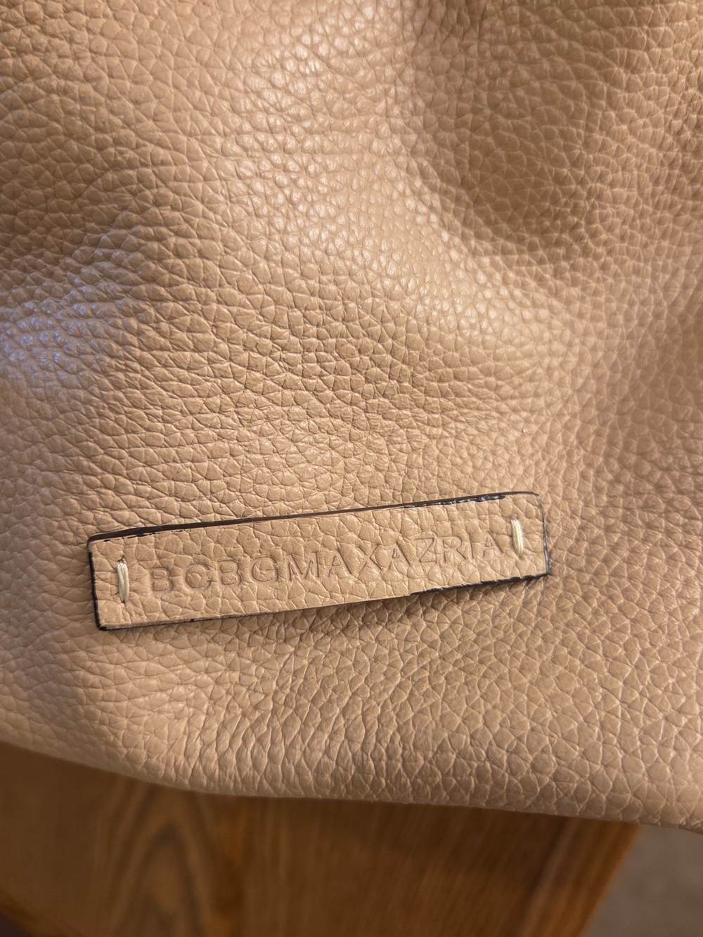 BCBGMaxAzria Nude Pebbled Leather Shoulder Bag - Picture 2 of 6